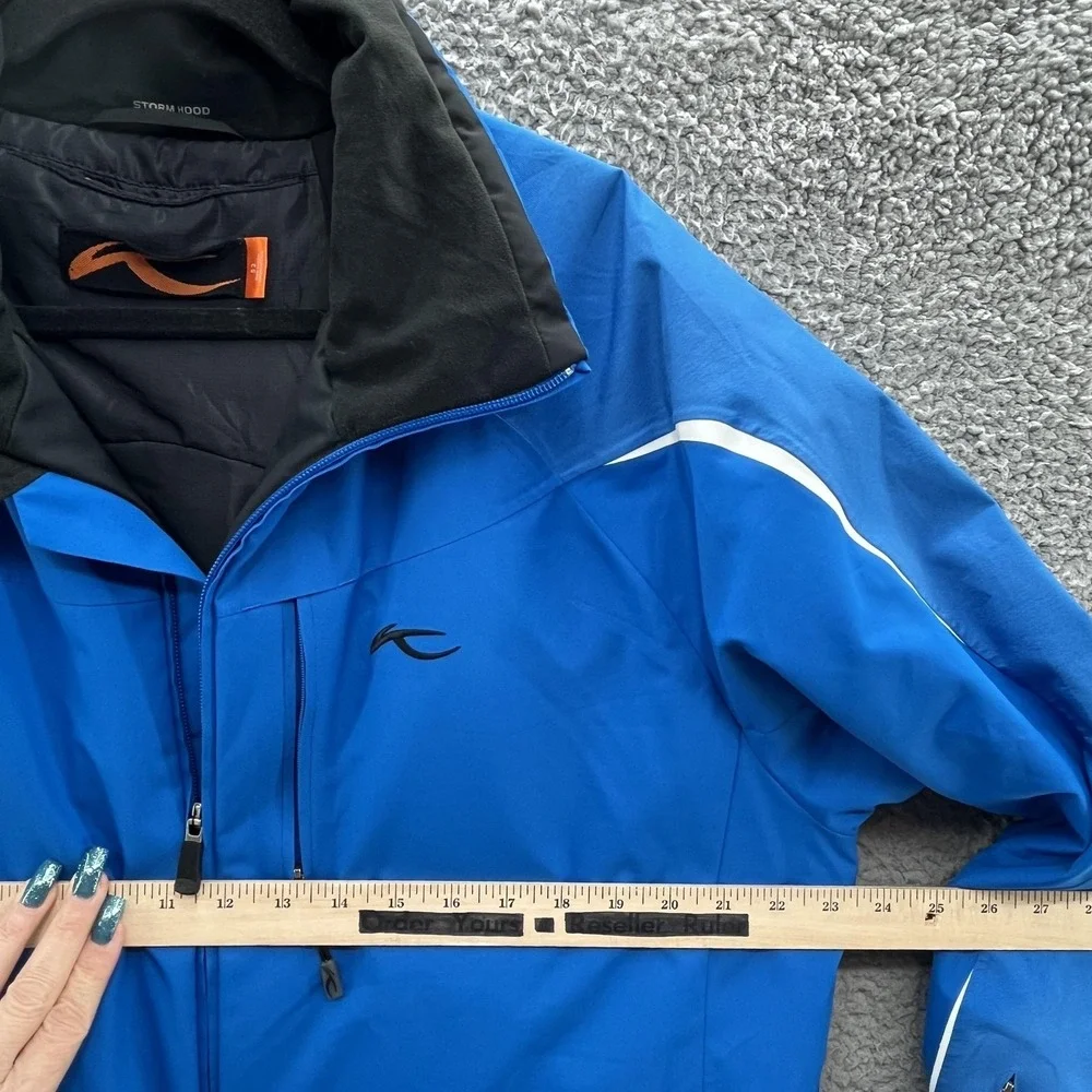 KJUS Ski Jacket Mens Large Blue Dermizax EV‎ Thinsulate Hooded Waterproof Snow
